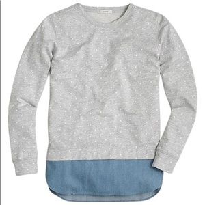 J Crew Gray Polka Dot Chambray Sweatshirt
